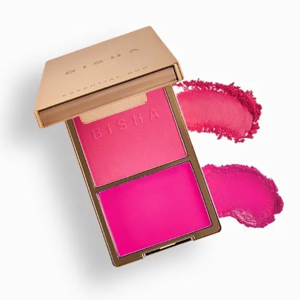 BISHA Essential Duo Blush- Dubai (bright pink) Creamy Blush/Matching Powder 12g